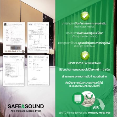 หมอนขนห่านเทียม SAFE&SOUND ขนาด 20X30 นิ้ว นวัตกรรมใย ULTRASHORT MICROGEL รับต้นคอ หุ้มผ้ากันไรฝุ่น_3